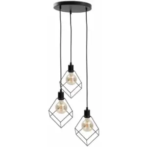 Image of Keter Ruben Cluster Pendant Ceiling Light Black, 32cm, 3x E27