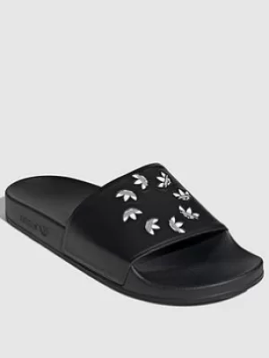 Image of adidas Originals Adilette Multi Trefoil, Black/White, Size 8, Men
