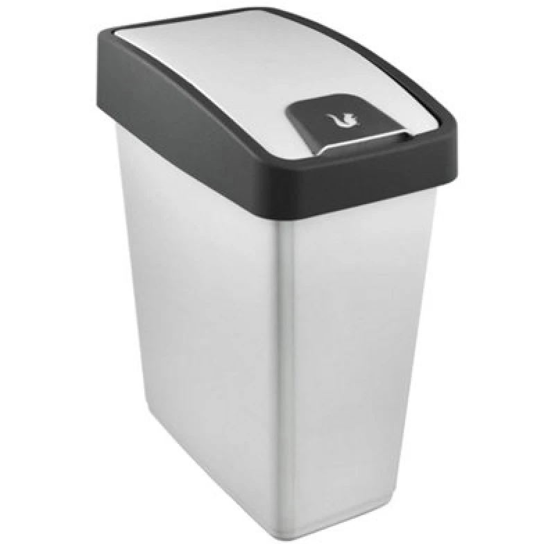 Image of Keeeper Premium Waste Bin With Flip Lid 25 Litre - Silver