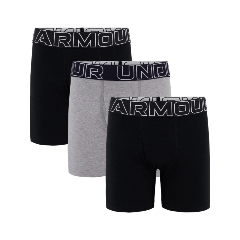 Image of Under Armour 3pk Cotton Boxers Junior Boys Blk/Blk/Gry male (M) 10-11Y