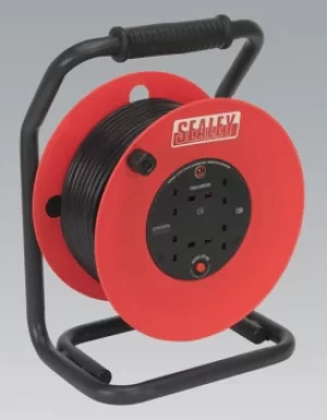 Image of Sealey CR50/1.5 Cable Reel 50mtr 4 x 230V 1.5mm² Heavy-Duty Thermal Trip