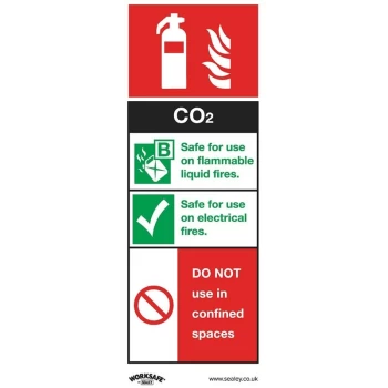 Image of SS21P10 Safe Conditions Safety Sign - CO2 Fire Extinguisher - Rigid Plastic - Pack of 10 - Sealey