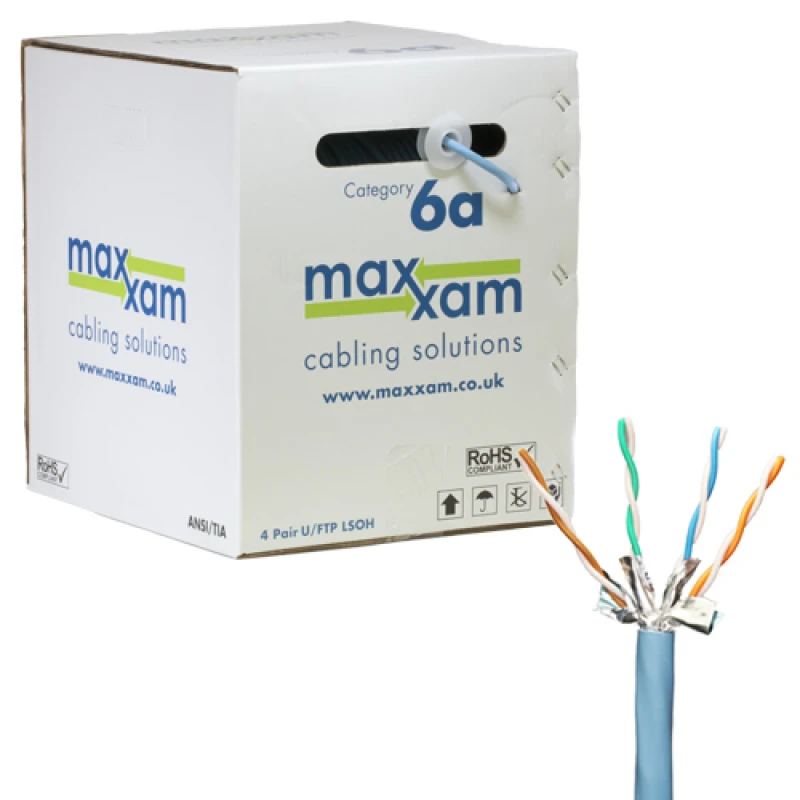 Image of Cablenet Cat6a Ice Blue U/FTP LSOH 23AWG Solid CPR B2ca Cable 305m Ree