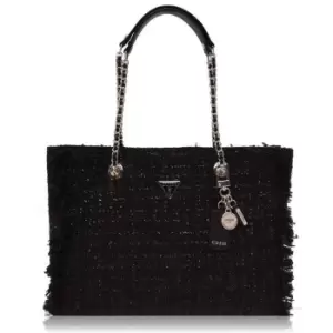Image of Guess Guess Cessily Tweed Tote Bag - Black