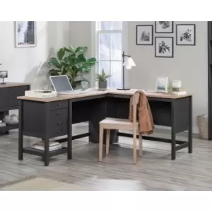 Image of Teknik Shaker Style L Shaped Home Office Desk Raven Oak Effect