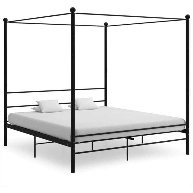 Image of VIDAXL Canopy Bed Frame without Mattress Black Metal 180x200cm Super King Vidaxl 8720286163818