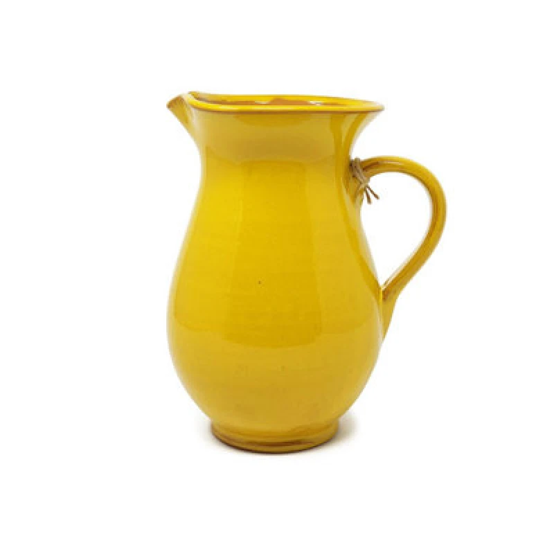 Image of Verano Spanish Ceramics Selena Glazed Hand Dipped Kitchen Dining Pourer Jug Yellow 1L (H) 19Cm