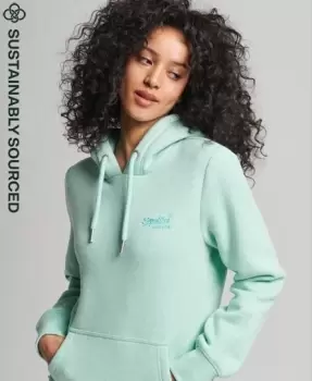 Image of Superdry Womens Organic Cotton Vintage Logo Embroidered Hoodie Green / Minted Marl - Size: 10