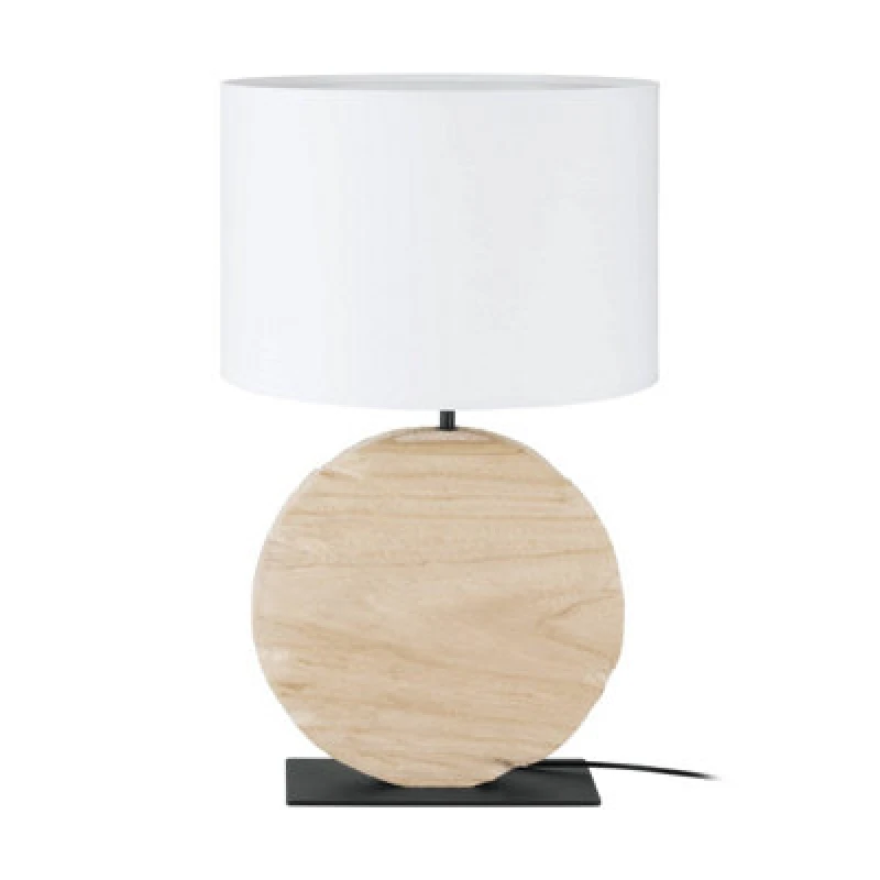 Image of EGLO Eglo Contessore Sleek Natural Wood & Fabric Boho Table Lamp in Black One Size Unisex 9002759399160