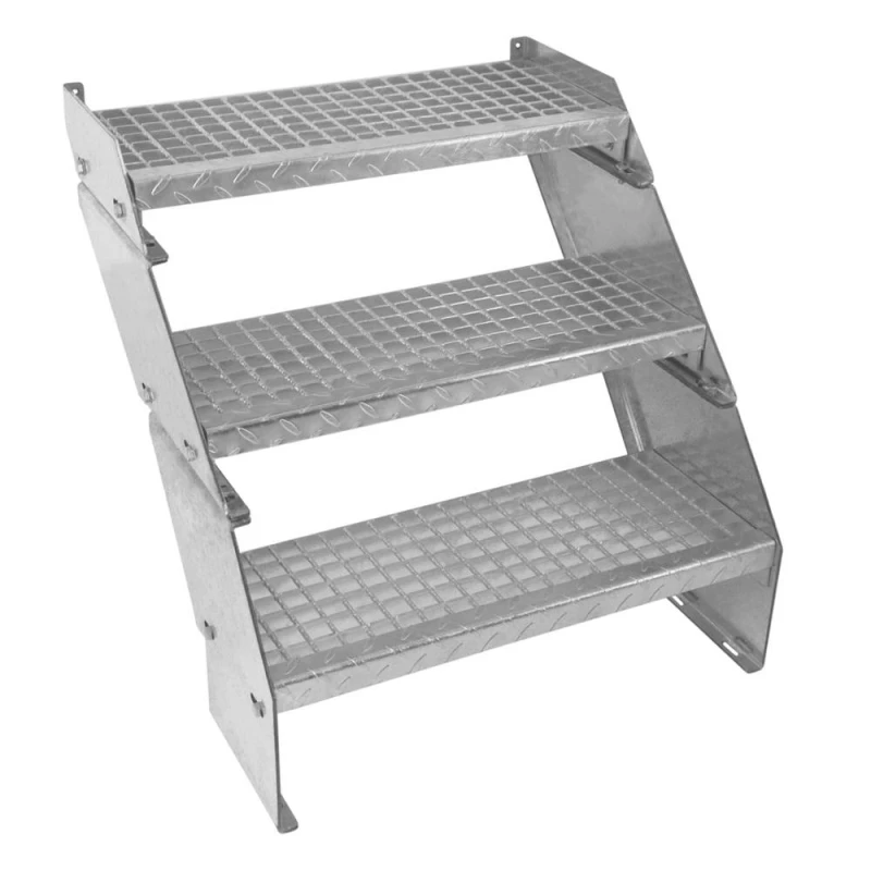 Image of Monster Shop Adjustable 3 Section Galvanised Staircase - 600Mm Wide, Silver 212721