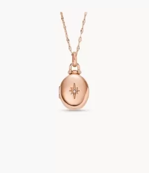 Image of Fossil Women Locket Collection Rose Gold-Tone Stainless Steel Chain Necklace