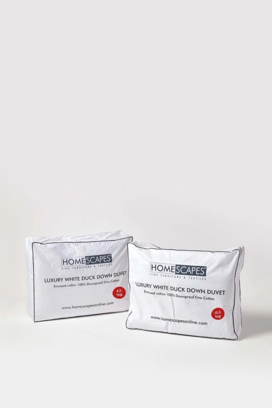 Image of Homescapes Luxury White Duck Down 15 Tog All Seasons Duvet, Double