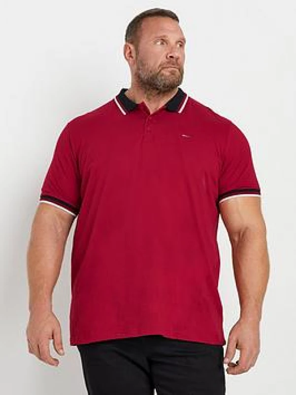 Image of BadRhino BadRhino Men Tipped Polo Shirt in Red Size: 5-6X-Large Red 5-6XL Male 5063111857760