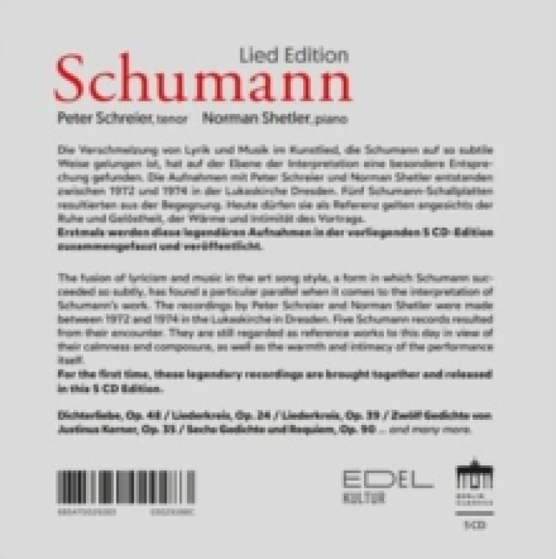 Image of Peter Schreier/Norman Shetler: Schumann Lied Edition CD / Box Set