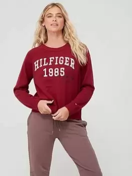 Image of Tommy Hilfiger Heritage Varsity Wool Blend Jumper - Red, Red Size M Women