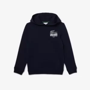 Image of Lacoste Kids Crocodile Cotton Hoodie Size 6 yrs Navy Blue