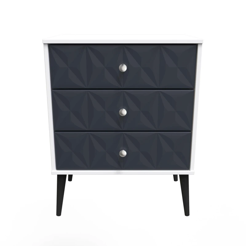 Image of Toledo 3 Drawer Midi Sideboard In Indigo Matt & White (Ready Assembled)