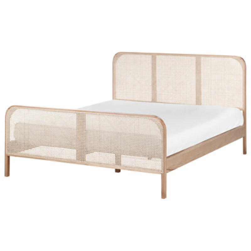 Image of Beliani Bed Pine Wood Gonfaron 160 X 200 Cm (Eu King Size) Light Brown