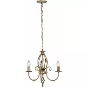Image of 3 Bulb Chandelier LIght Artisan Knot Twist Detail Aged Brass LED E14 60W