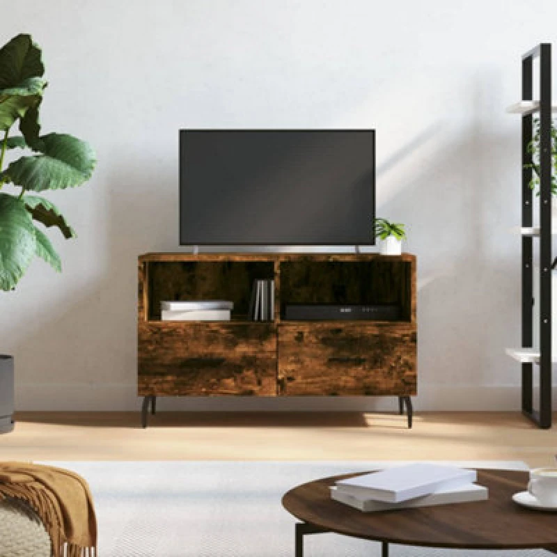 Image of Vidaxl TV Cabinet Smoked Oak 80X36X50 Cm Engineered Wood