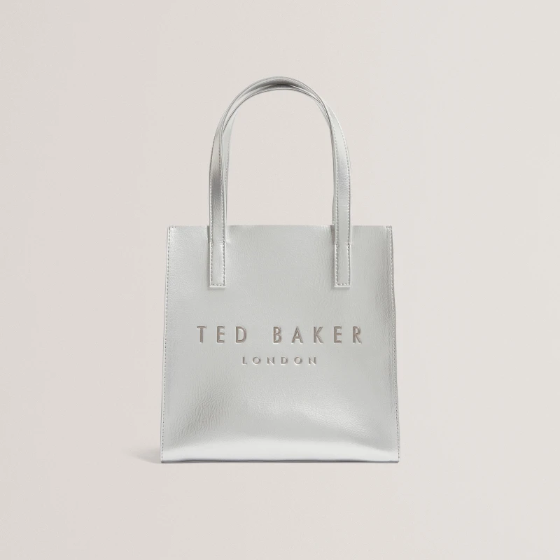 Image of Ted Baker Icon Small Crinkle Tote Bag Silver female One Size
