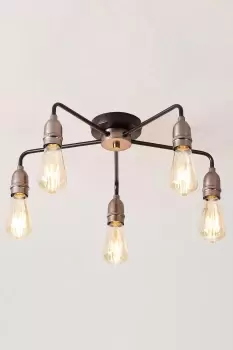 Image of 5 Light Semi-Flush Ceiling Light E27/ES Cap, Dimmable