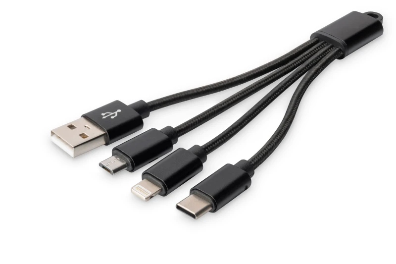 Image of Digitus 3-in-1 USB charging cable. 0.15m