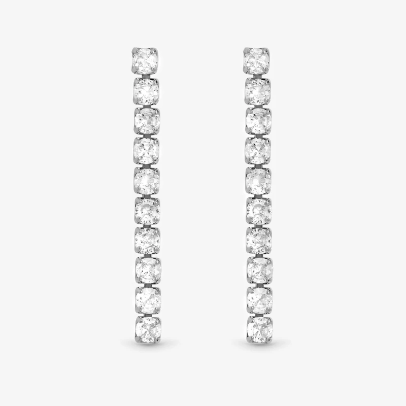 Image of Jon Richard Rhodium Plated CZ Round Tennis Earrings Drop Earrings One Size Silver 73394711000
