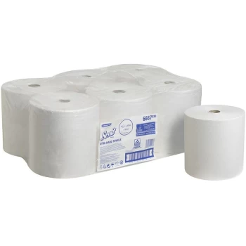Image of 6667 Scott Hand Towels White (6-Rolls) - Scott Hygiene