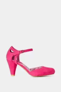 Image of Bright Vintage Suede Cut Out Detail Buckled Heels