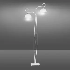 Image of Wivara White Multi Arm Floor Lamp with White, Silver Glass Shades, 2x E27