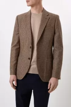 Image of Slim Fit Neutral Dogtooth Blazer