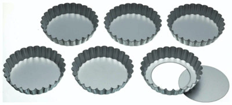Image of Kitchencraft Loose-Bottom Tart Tins 10cm, Set of Six Grey