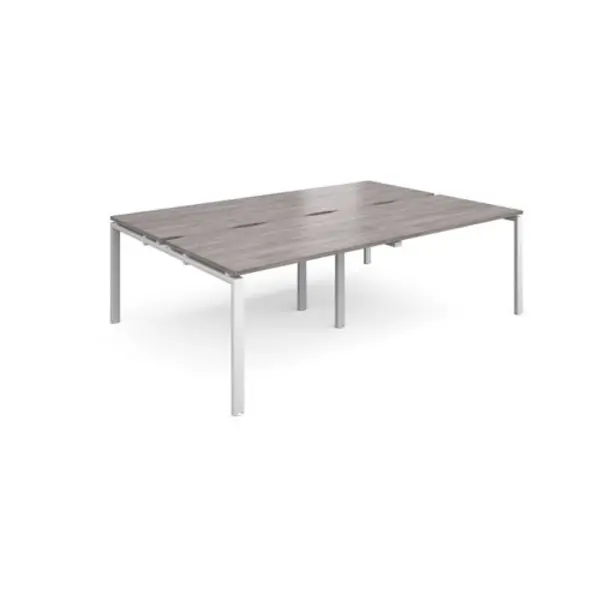 Image of Adapt Adapt sliding top double back to back desks 2400mm x 1600mm - white frame, grey oak top STE2416-WH-GO