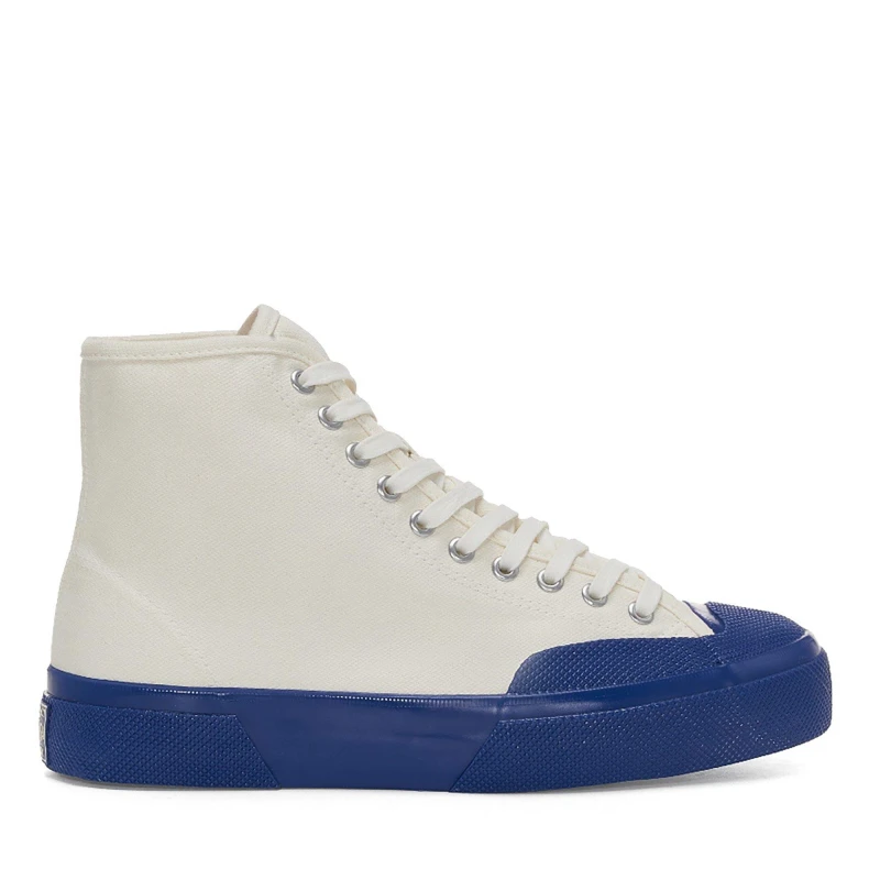 Image of Superga Mens Canvas High-Top Trainers Off White FBlue male 10.5 (45)