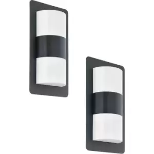 Image of 2 PACK IP44 Outdoor Wall Light Anthracite Zinc Plated Steel 2x 10W E27