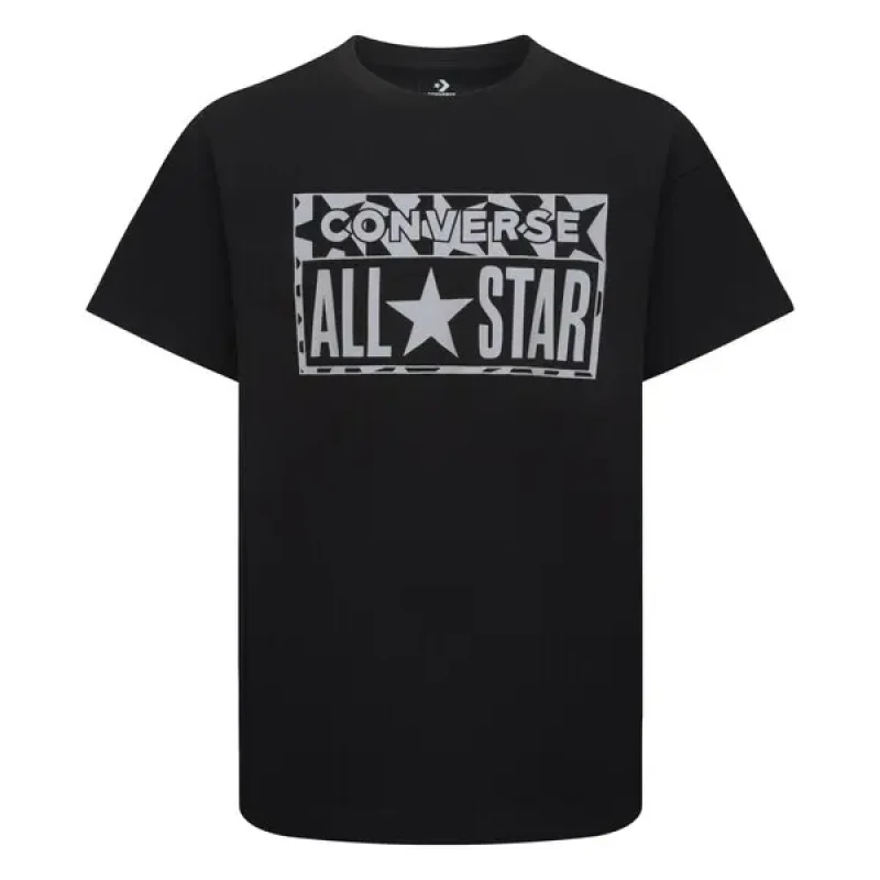 Image of Converse Logo Print T-Shirt in Cotton Mix with Short Sleeves Black Baby 8/10Y (126 to 138CM);10/12Y (138 to 150CM)