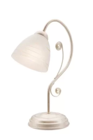 Image of Emilio Table Lamp With Glass Shade, White, 1x E27