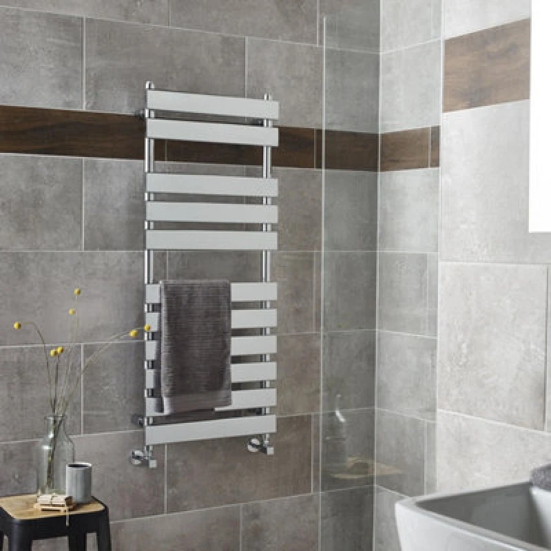 Image of HUDSON REED Nuie Piazza Flat Panel Heated Towel Rail 1200mm H x 500mm W - Chrome HL396