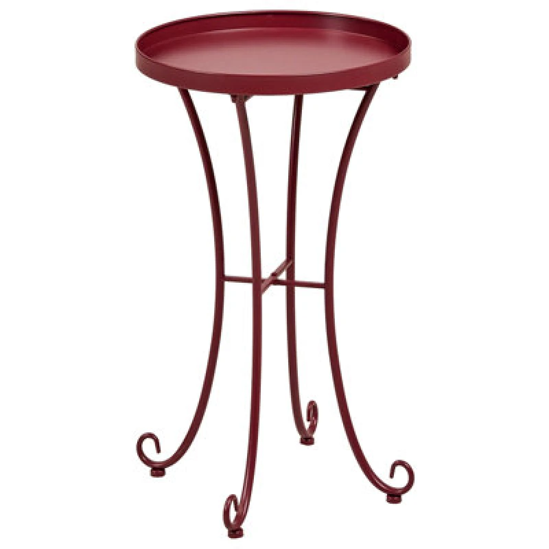 Image of Beliani Garden Side Table Cavinia 40 Cm 40 Cm Metal Burgundy