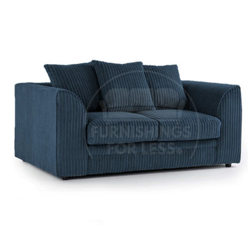 Image of Furnishings For Less UK Luxor Jumbo Cord Navy Blue Fabric 2 Seater Sofa