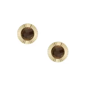 Image of Ladies Fossil Exclusive Smoky Quartz Stud Earrings