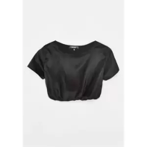 Image of Missguided Cut Out Tie Back Crop Top - Black