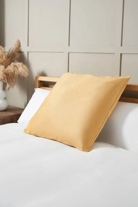 Image of BHS Large Velour Piped Cushion in Yellow Yellow Unisex