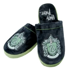 Image of Harry Potter Mule Slippers Black & Green Adult Large UK Size 8-10