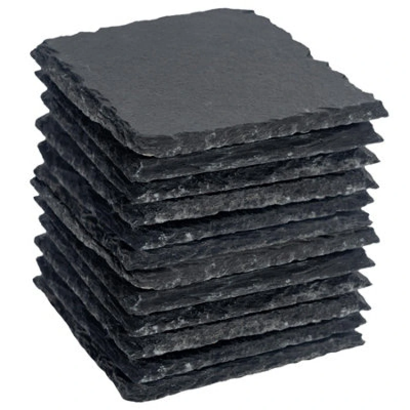 Image of Argon Tableware Square Slate Coasters - 10Cm - Pack Of 12