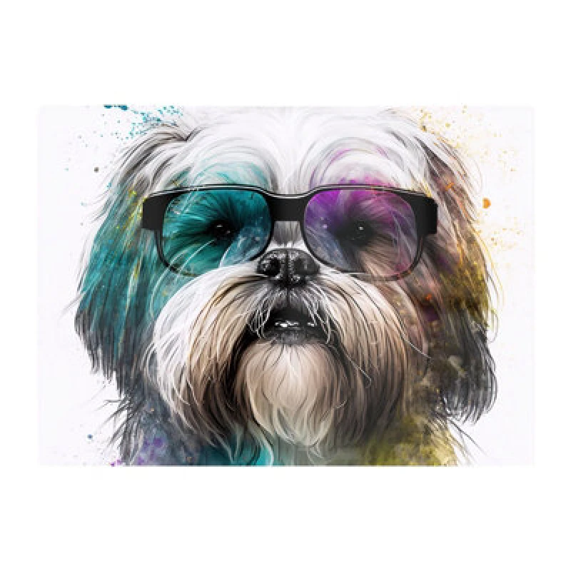 Image of Warren Reed Designer Lhasa Apso Face Glasses Splashart Chopping Board