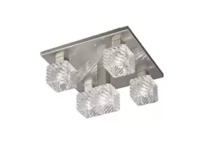 Image of Accor Ceiling Flush 5 Light G9, 230mm Square, Satin Nickel, Clear Glass