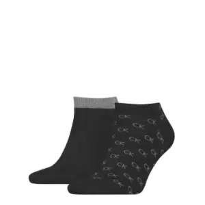 Image of Calvin Klein Print 2P Sneaker Socks 2 Pack - Black