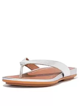 Image of FitFlop Gracie Leather Flip-flops, Silver, Size 7, Women